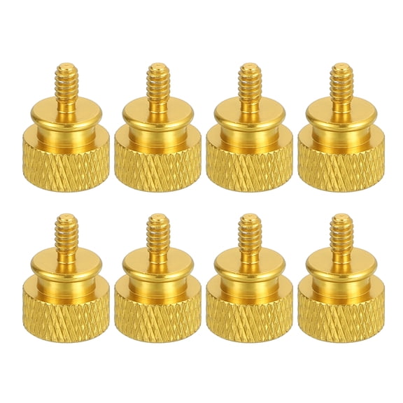 Uxcell 8Pcs 6#-32 UNC 12x16mm(ODxH) Aluminum Thumb Screws for Pc Side Panel, Gold
