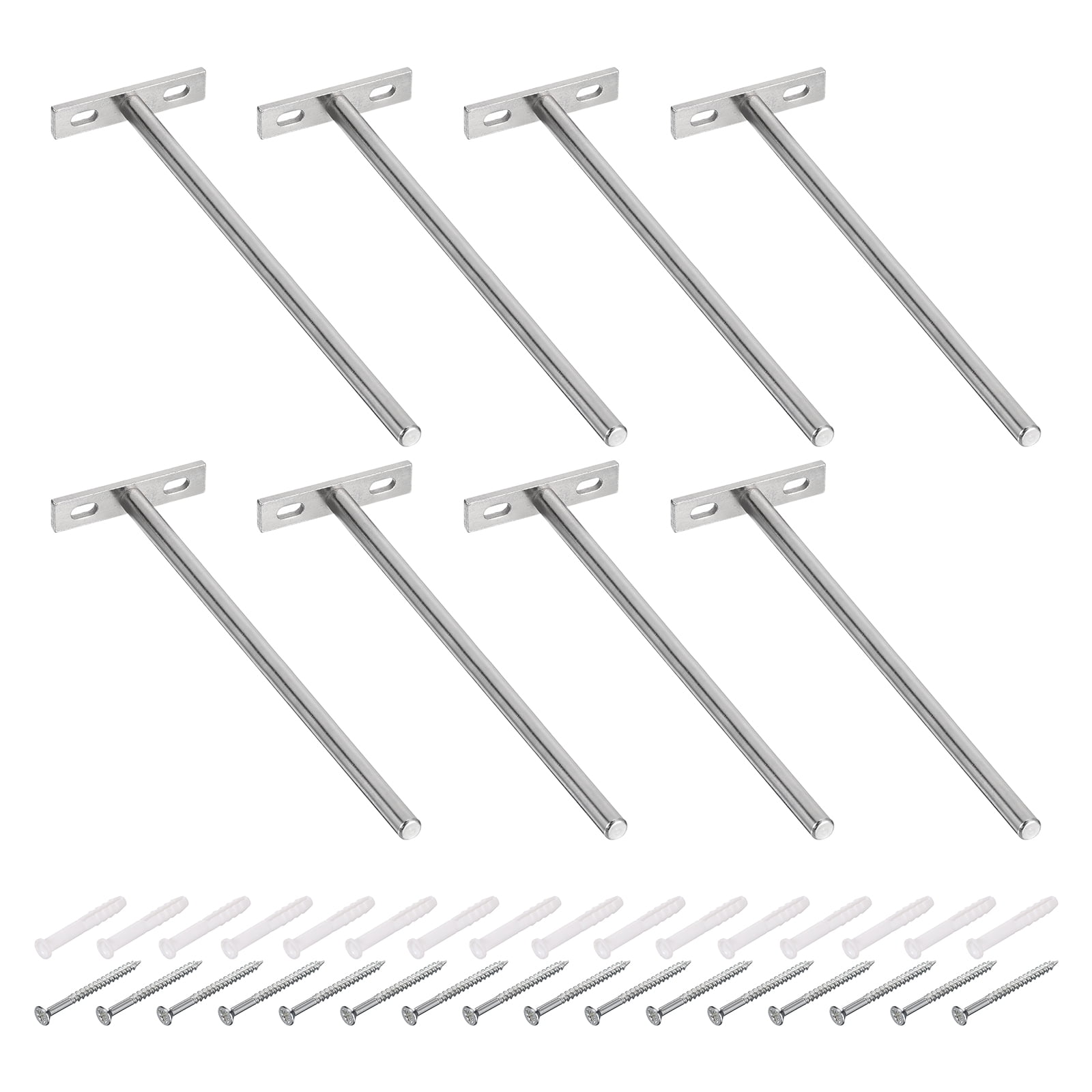 Uxcell 8Pcs 8 inch Wall Mounting Floating Shelf Bracket Blind Shelf Support, Silver