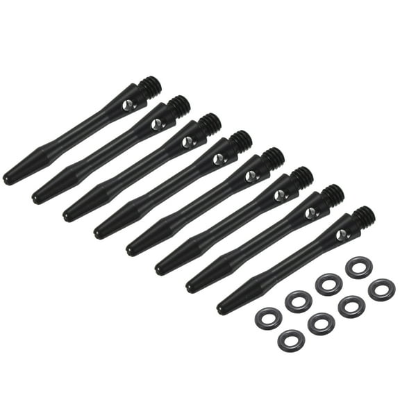 Uxcell 8Pcs Aluminum Dart Shafts 2BA Thread Dart Stems Replacement Accessories with Rubber Rings for Steel Tip Black 35mm
