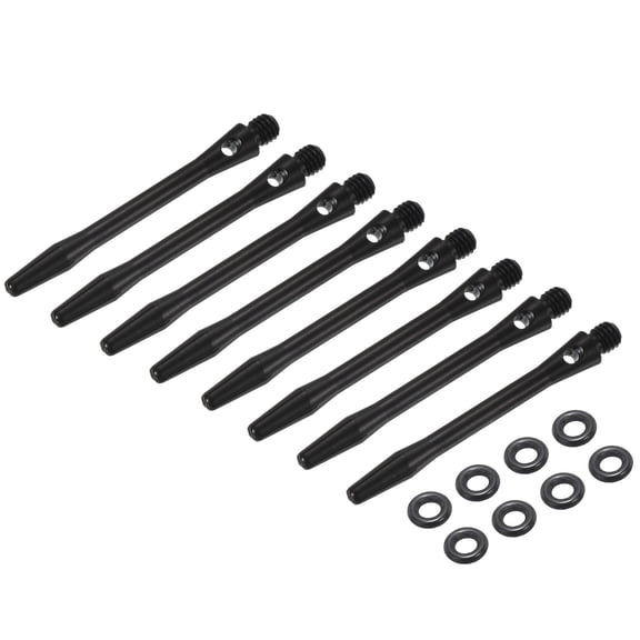 Uxcell 8Pcs Aluminum Dart Shafts 2BA Thread Dart Stems Replacement Accessories with Rubber Rings for Steel Tip Black 45mm