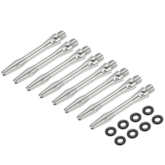 Uxcell 8Pcs Aluminum Dart Shafts 2BA Thread Dart Stems Replacement Accessories with Rubber Rings for Steel Tip Silver 35mm