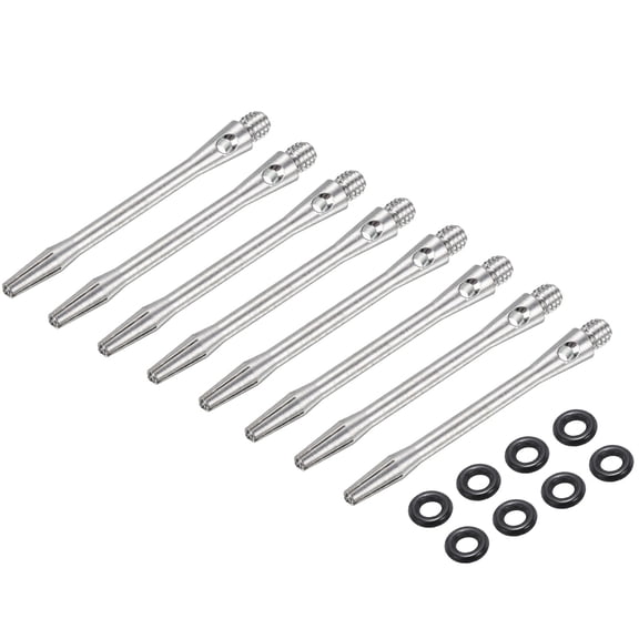 Uxcell 8Pcs Aluminum Dart Shafts 2BA Thread Dart Stems Replacement Accessories with Rubber Rings for Steel Tip Silver 48mm