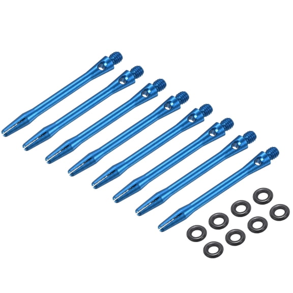 Uxcell 8Pcs Aluminum Dart Shafts 2BA Thread Dart Stems Replacement Accessories with Rubber Rings for Steel Tip Sky Blue 48mm