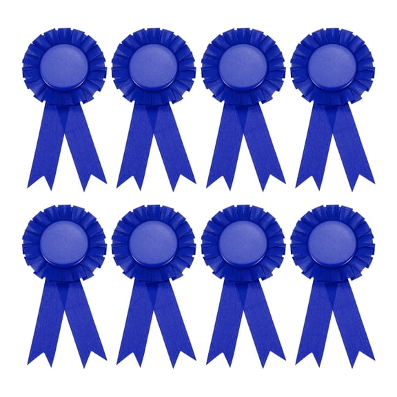 Uxcell 8Pcs Blank Award Ribbon, 6" x 3" Honorable Participation Badge Ribbons for Sports Events, Blue