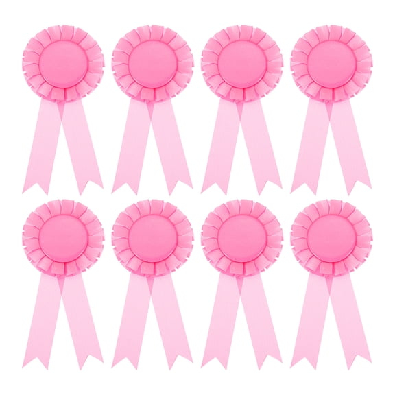 Uxcell 8Pcs Blank Award Ribbon, 6" x 3" Honorable Participation Badge Ribbons for Sports Events, Pink