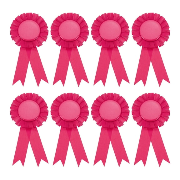 Uxcell 8Pcs Blank Award Ribbon, 6" x 3" Honorable Participation Badge Ribbons for Sports Events, Rose-red
