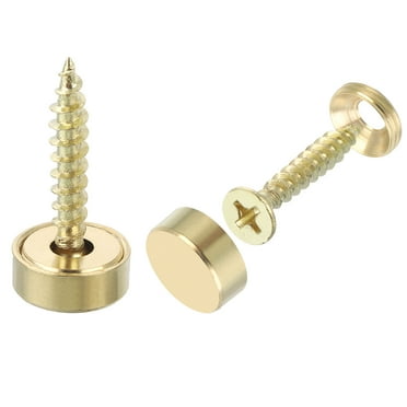 Uxcell 8Pcs Brass Decorative Screws with Caps, 12 mm Mirror Screws Cover Self-Tapping Screws for Furniture
