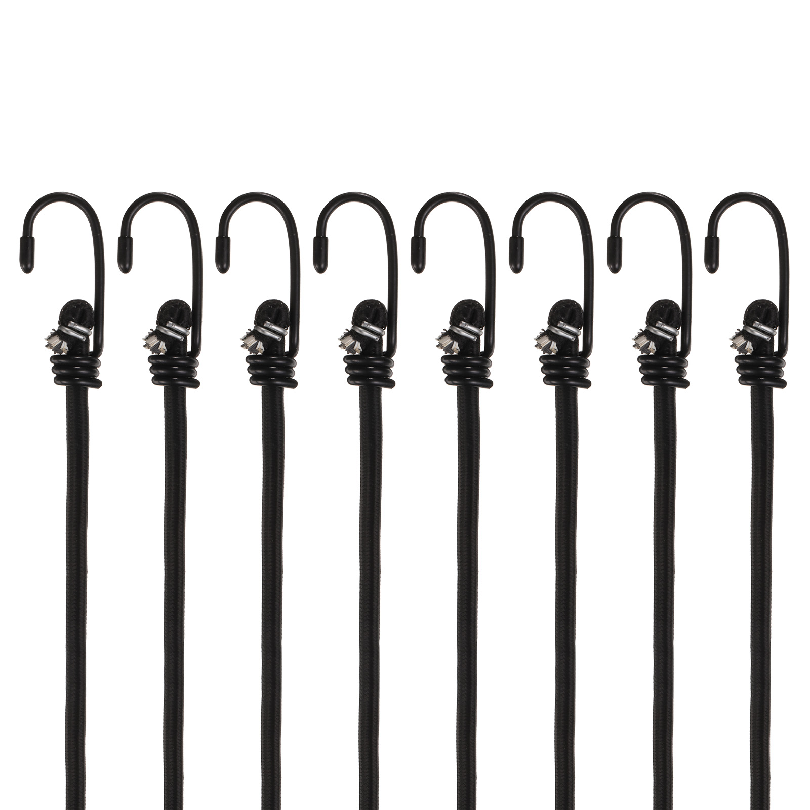 Uxcell 8Pcs Bungee Cord with Hooks 40" Rubber Bungee Cords for Outdoor Camping Straps, Black