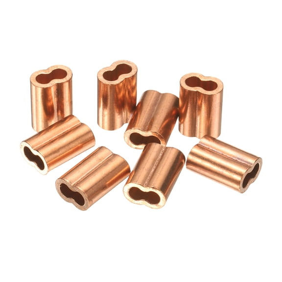 Uxcell 8 Pcs Copper Crimping Loop Sleeve, 17 x 12mm / 0.7 x 0.5Inch Oval Wire Rope Loop Sleeve Crimps Ferrule, for Wire Rope and Electric Wires End Assortment