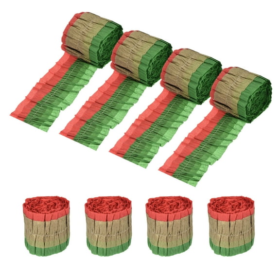 Uxcell 8Pcs Crepe Paper Streamers, 9.84ft Decoration Paper Black Green, Red, Gold