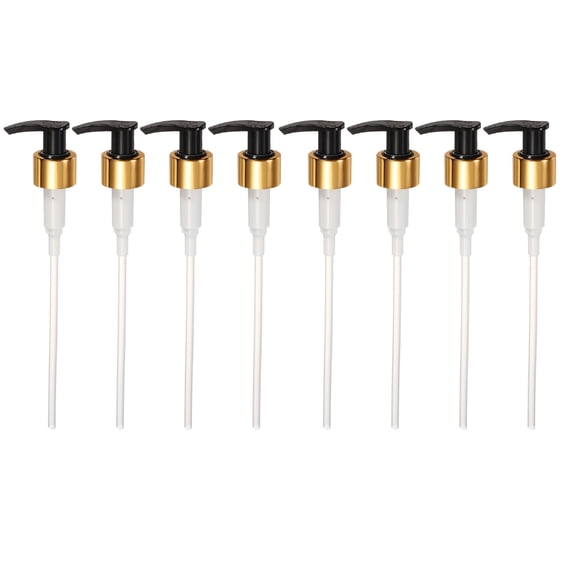 Uxcell 8Pcs Dispensers Top Replacement, Bottle Pump Head Soap Dispenser Pump for 24/410 Neck Size Soap Lotion Shampoo Face Wash Bottle, Gold Black