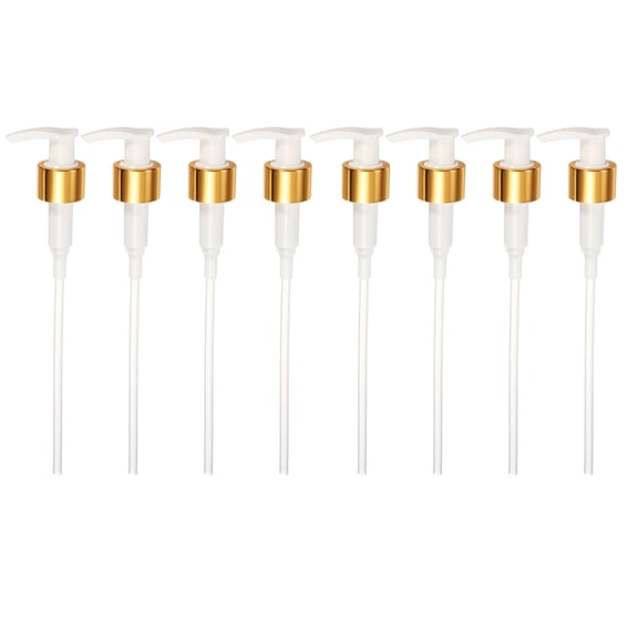 Uxcell 8Pcs Dispensers Top Replacement, Bottle Pump Head Soap Dispenser Pump for 24/410 Neck Size Soap Lotion Shampoo Face Wash Bottle, Gold White