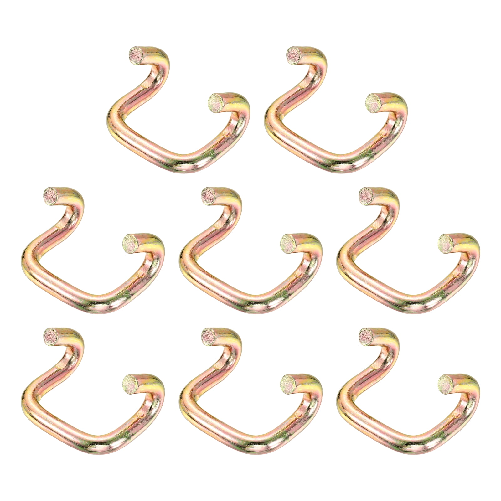 Uxcell 8Pcs Double J Hook, 11.3mm Dia 11023 lbs Ratchet Strap Tie Down Hook for 2" Tie Down Straps Wedding, Cars Trucks Trailers, Double Row Hooks Binder Accessories