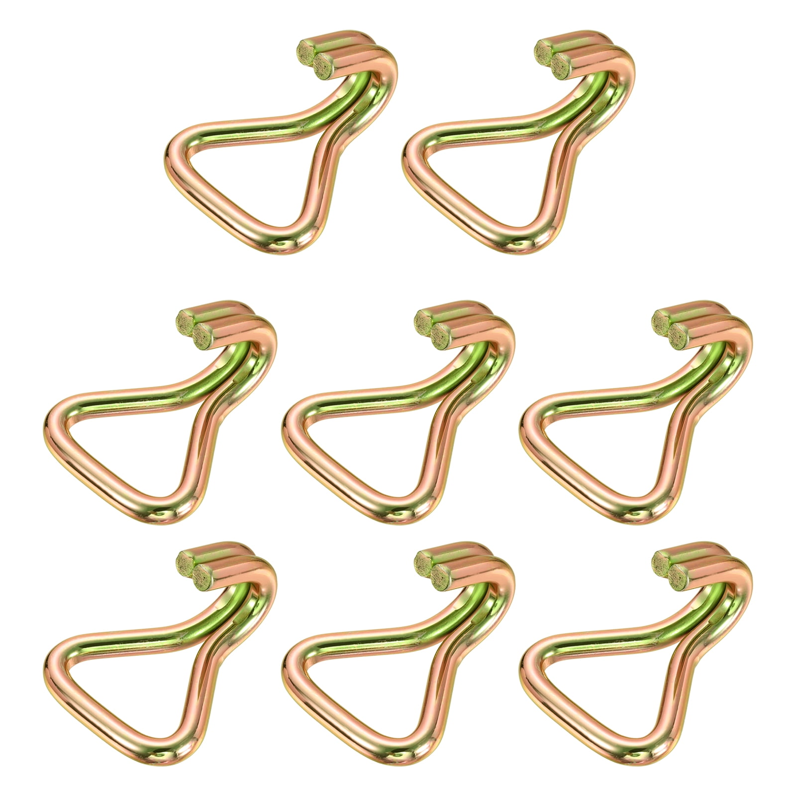 Uxcell 8Pcs Double J Hook, 9.5mm Dia 7716 lbs Ratchet Strap Tie Down Hook for 2" Tie Down Straps Wedding, Cars Trucks Trailers, Double Row Hooks Binder Accessories