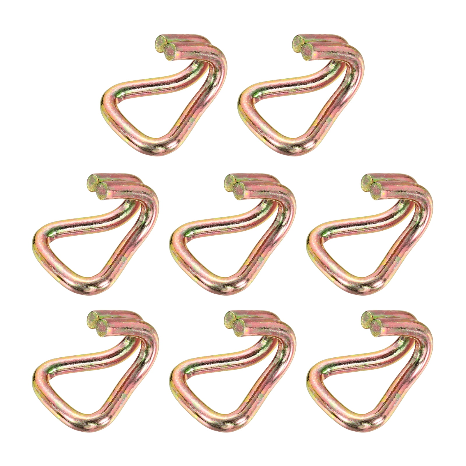 Uxcell 8Pcs Double J Hook, 9mm Dia 6614 lbs Ratchet Strap Tie Down Hook for 1.5" Tie Down Straps Wedding, Cars Trucks Trailers, Double Row Hooks Binder Accessories