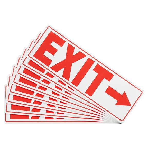 Uxcell 8Pcs Exit Signs with Right Arrow Signs Stickers,11.8x3.93 Inch Vinyl Self-Adhesive Sticker Paper for Indoor Outdoor Business Office Warehouse Workplace Stores,Red