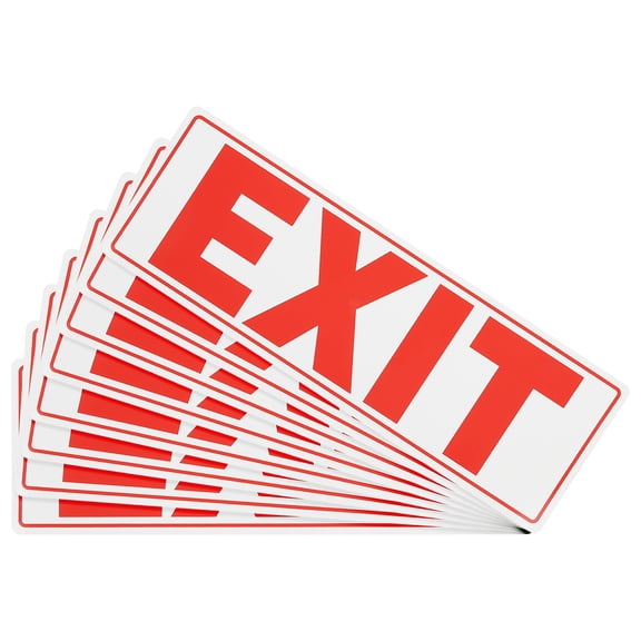 Uxcell 8Pcs Exit Signs Stickers,11.8x3.93 Inch Vinyl Self-Adhesive Sticker Paper for Indoor Outdoor Business Office Warehouse Workplace Stores,Red