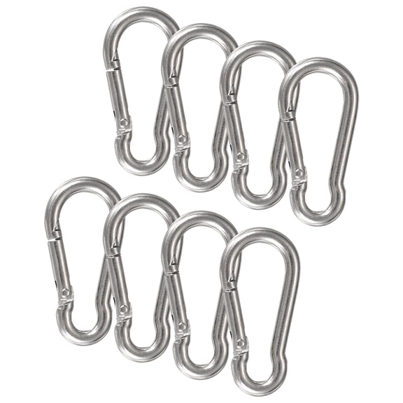 Uxcell 8Pcs Flag Pole Ring Replacement Clips, M4 Stainless Steel Spring Snap Hooks Heavy Duty Metal Snap Clips for Flag with Grommet, Hammock Swing Outdoor Travel Camping, Silver