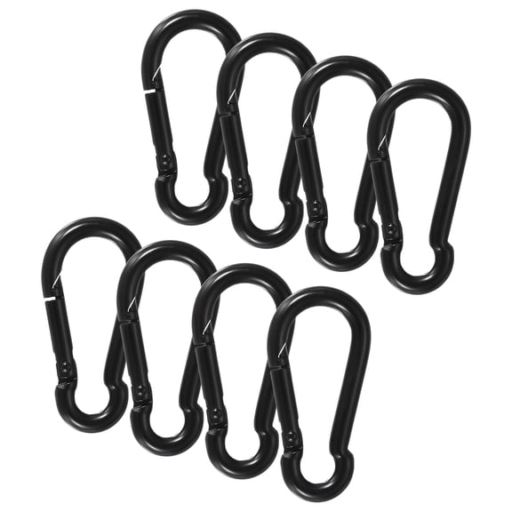 Uxcell 8Pcs Flag Pole Ring Replacement Clips, M5 Stainless Steel Spring Snap Hooks Heavy Duty Metal Snap Clips for Flag with Grommet, Hammock Swing Outdoor Travel Camping, Black