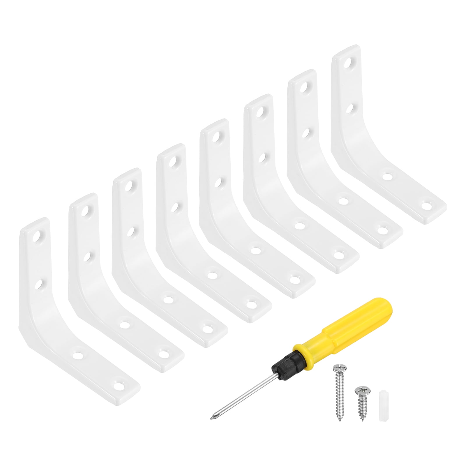 Uxcell 8Pcs Floating Shelf Brackets, 3 x 3 Inch L-Shape Wall Bracket Wall Shelf Supports with Screws for Wood Shelves, Cabinets, Countertop Support, White