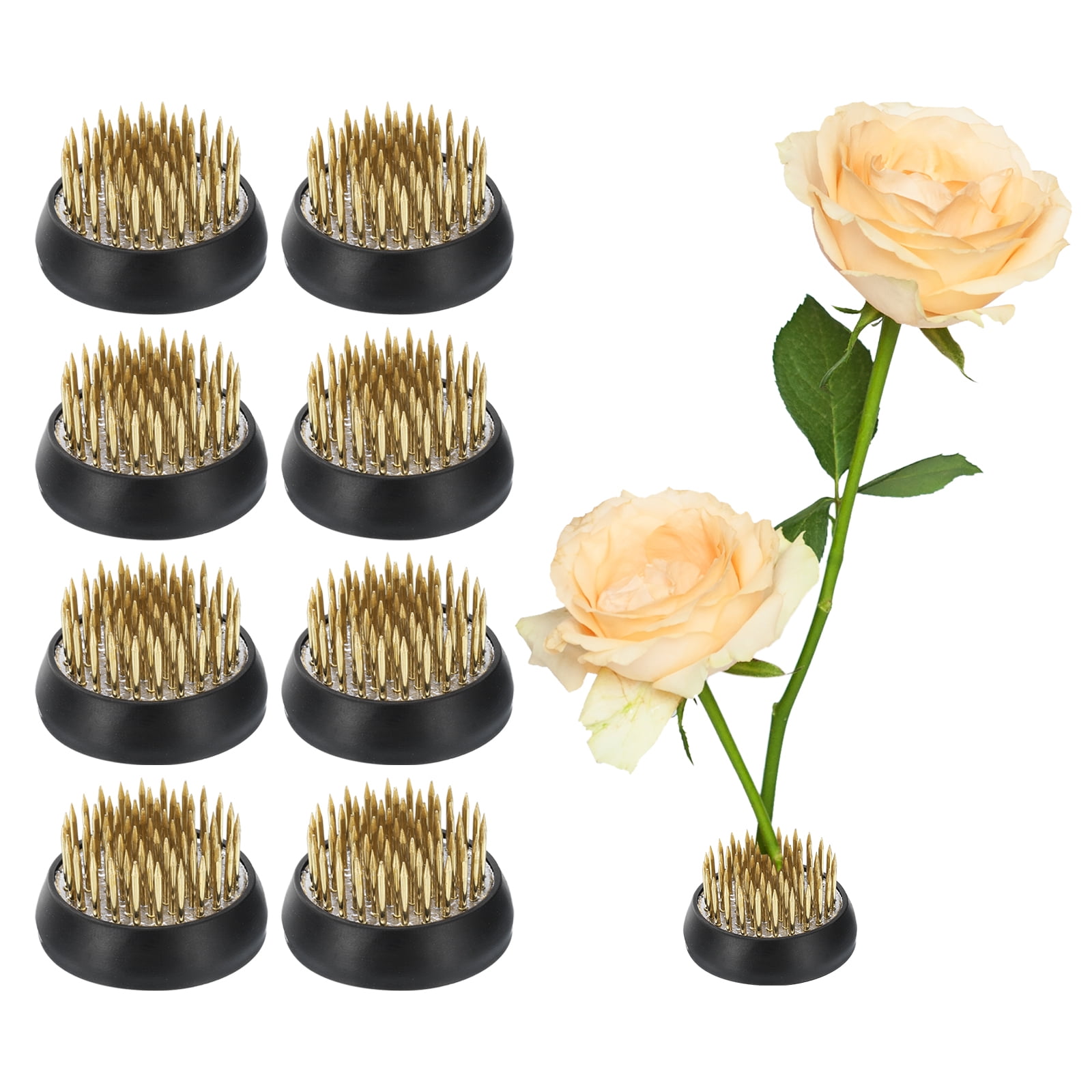 Uxcell 8Pcs Flower Frog, Round Brass Floral Frogs, Flower Arranger Fixed Tool Pin Frog (Gold, 1.4")