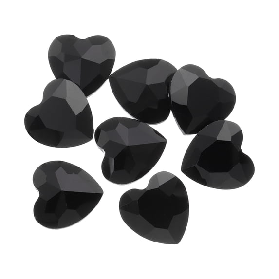 Uxcell 8Pcs Heart Rhinestones 27mm Pointed Back Heart Glass Rhinestone for Jewelry Making Costume DIY Crafts Black