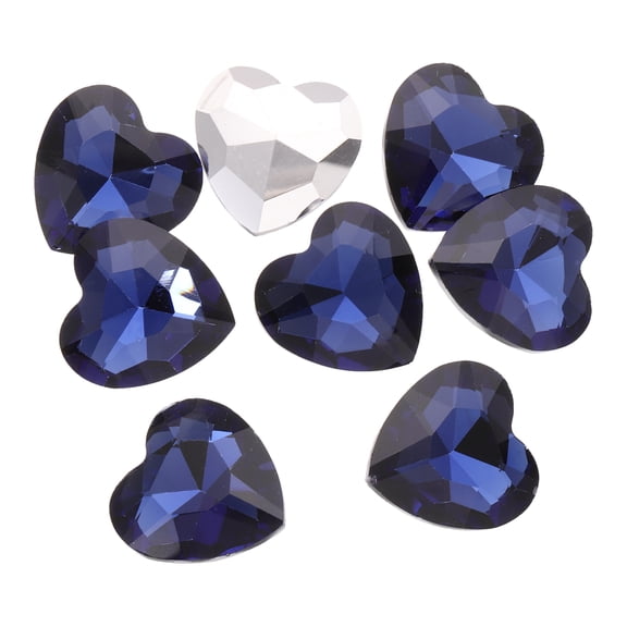 Uxcell 8Pcs Heart Rhinestones 27mm Pointed Back Heart Glass Rhinestone for Jewelry Making Costume DIY Crafts Deep Blue