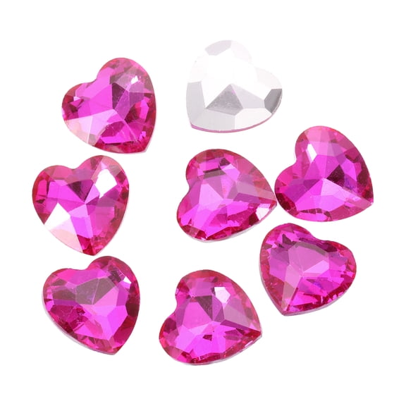 Uxcell 8Pcs Heart Rhinestones 27mm Pointed Back Heart Glass Rhinestone for Jewelry Making Costume DIY Crafts Rose Red