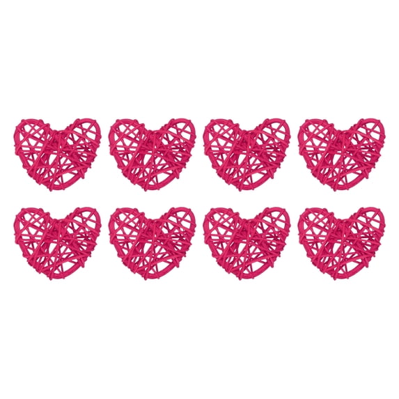 Uxcell 8Pcs Heart Shaped Rattan Ball Vase Filler Natural Rattan for Wedding Home Decoration Rose 2 in