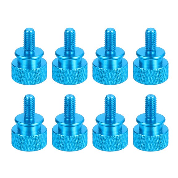 Uxcell 8Pcs M4x0.7mm 12x18mm(ODxH) Aluminum Thumb Screws for Pc Side Panel, Light Blue