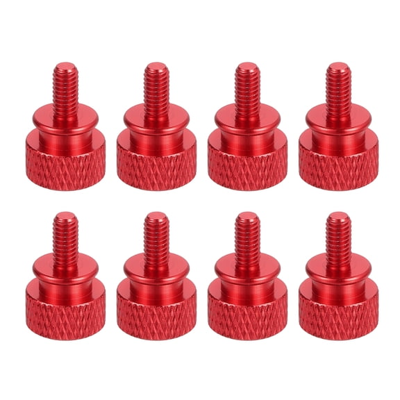 Uxcell 8Pcs M4x0.7mm 12x18mm(ODxH) Aluminum Thumb Screws for Pc Side Panel, Red