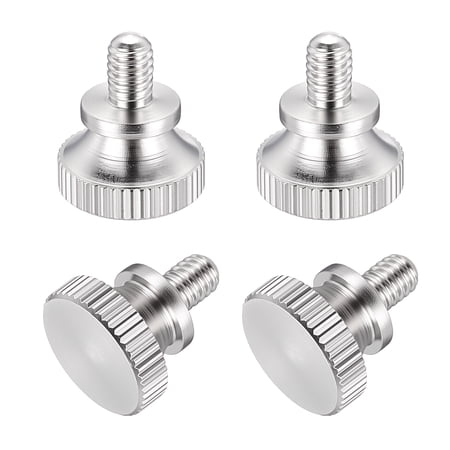 Uxcell 8Pcs M4x5mm Knurled Thumb Screws, 304 Stainless Steel Flat Head Thumb Screws with Shoulder Grip Knobs, Hand Tighten Bolts Fasteners - Machine Mounting Use, Silver
