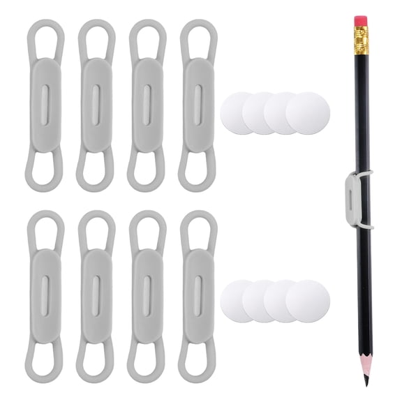 Uxcell 8Pcs Magnetic Pen Holders Set, Silicone Magnetic Pencil Holder for Refrigerator Whiteboard Desk Clipboard, Grey