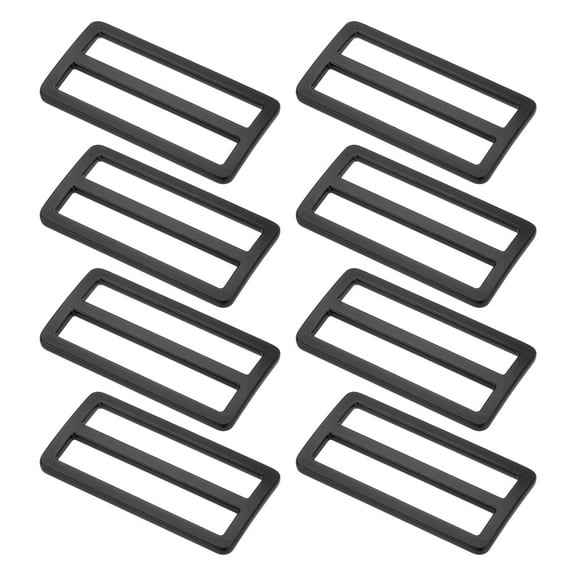 Uxcell 8Pcs Metal Slide Buckle, 2" Metal Zinc Alloy Adjustable Buckle, Flat Slide Strap Release Buckles, Black