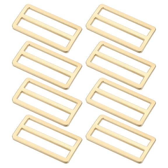 Uxcell 8Pcs Metal Slide Buckle, 2" Metal Zinc Alloy Adjustable Buckle, Flat Slide Strap Release Buckles, Light Gold
