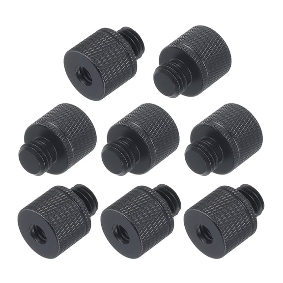 Uxcell 8Pcs Mic Stand Adapter 1/4 Female to M10 Male Camera Screw Thread Adapter for Microphone Tripod Stand Black