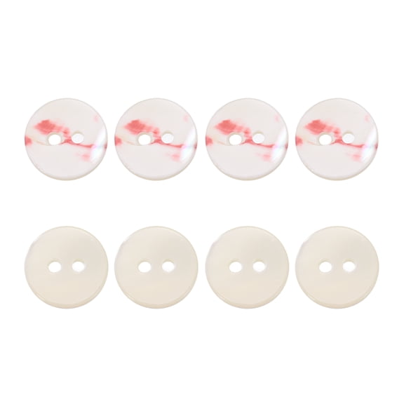 Uxcell 8Pcs Round Natural Shell Buttons,12.5mm 2 Holes Mother of Pearl Craft Seashell Sewing Buttons for Clothes Shirts Dresses Sewing DIY Craft Making, Beige Red