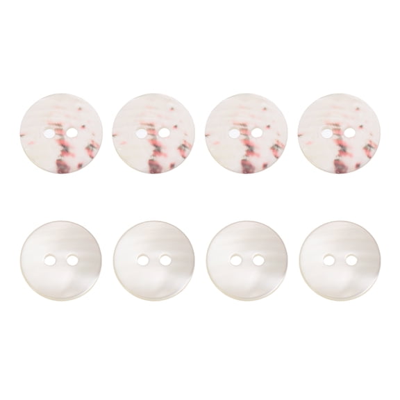 Uxcell 8Pcs Round Natural Shell Buttons,15mm 2 Holes Mother of Pearl Craft Seashell Sewing Buttons for Clothes Shirts Dresses Sewing DIY Craft Making, Beige Red