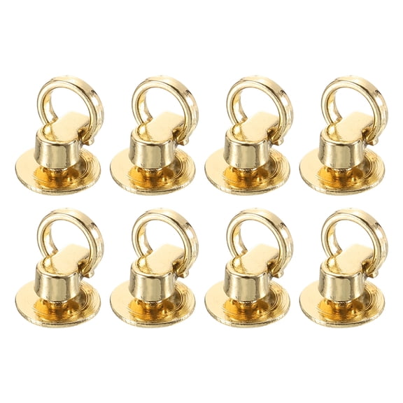 Uxcell 8Pcs Screw Round Head Rivet, 12mm Pull Ring Rivet Fasteners, Screw Rivet Studs for DIY Leather Craft Belts Purse Handbag (Light Gold)