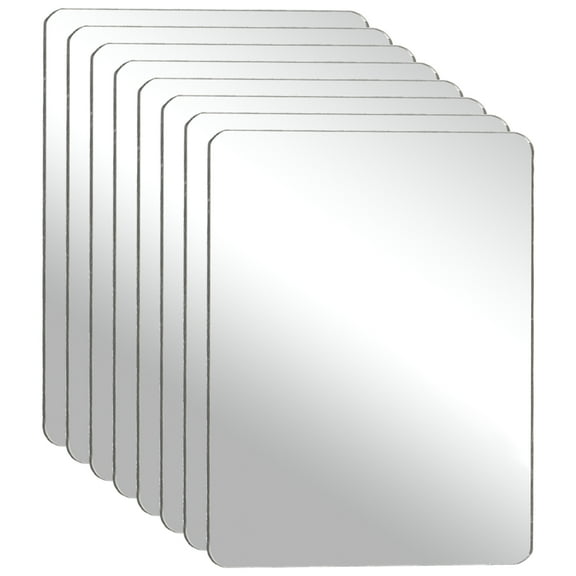 Uxcell 8Pcs Shatter Proof Acrylic Mirror, 2x1.Uxcell 6" Rectangle Round Corner Mirror(Self Adhesive, Safety, Shatterproof) Suited to Bathroom Science Home Gym Wall Decor