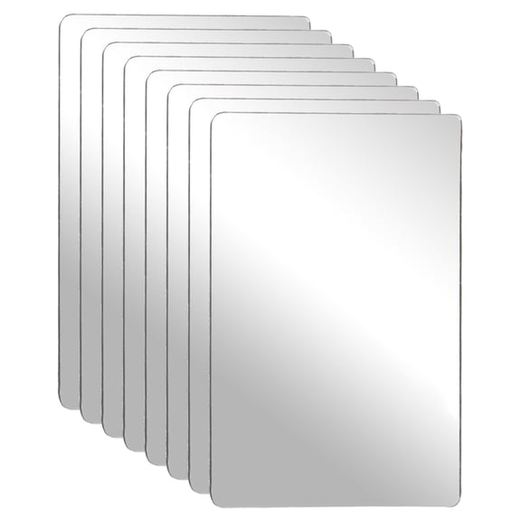Uxcell 8Pcs Shatter Proof Acrylic Mirror, 5.9x3.9" Rectangle Round Corner Mirror(Self Adhesive, Safety, Shatterproof) Suited to Bathroom Science Home Gym Wall Decor