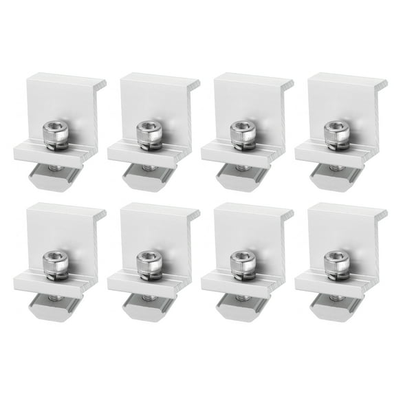 Uxcell 8Pcs Solar End Clamp, 35mm Aluminum Adjustable Solar Panel Mounting Bracket Clamp Z Bracket Clamps, Silver