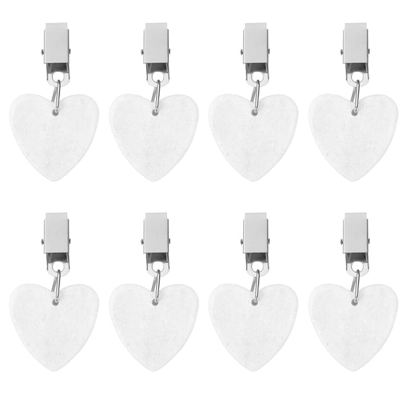 Uxcell 8Pcs Tablecloth Weights, Marble Tablecloth Pendant with Metal Clip Heart Shape, White