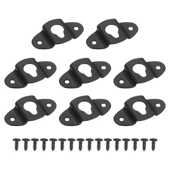 Uxcell 8Pcs Wall-Mounted Speaker Hanging Brackets, 1.89 x 1.02In Iron Keyhole Hanger Plate Connector with Mounting Screws