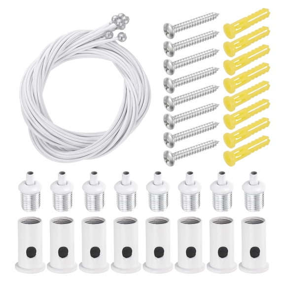Uxcell 8Set Hexagon Garage Light Suspension Cables, 3.3ft Adjustable Ceiling Hanging Wire Cable Kit with Mount Screw Kit for Pendant Chandelier Ceiling Panel Hex Honeycomb Light, White