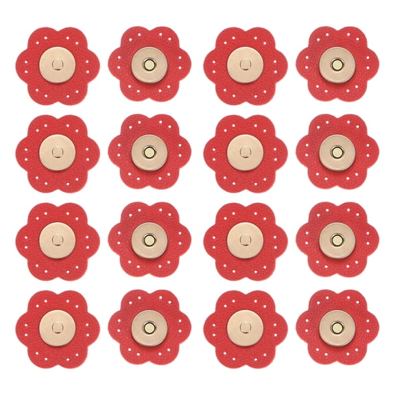 Uxcell 8Set Leather Snaps Buttons, Magnetic Snap Closures for Handbag/Purses/Sewing/DIY Craft/Clothes [Red]