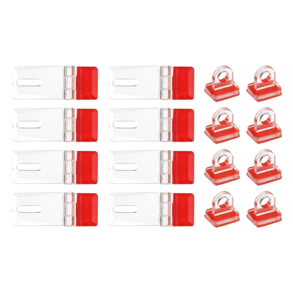 Uxcell 8Set Self-Adhesive Latch Buckles Kit, 42x16mm Clear Acrylic Lock Hasp Buckles, Mini Acrylic Clasp Hasp for Cabinet Drawers, Aquarium, DIY Clear Containers, Jewellery Box
