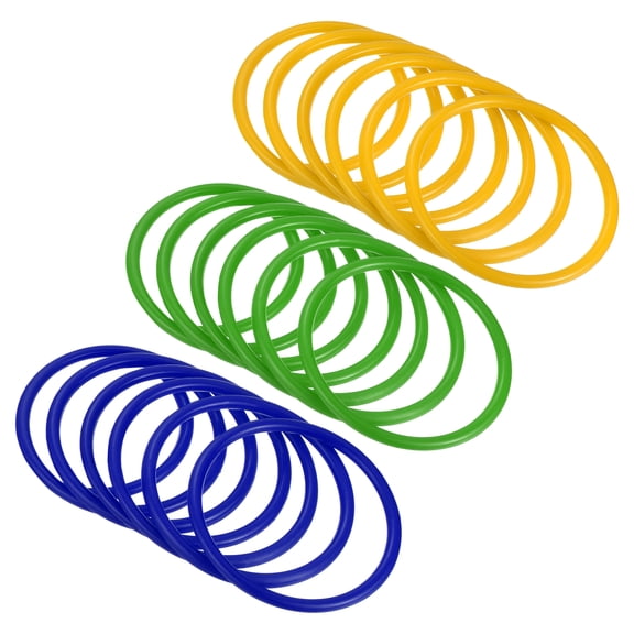 Uxcell 8cm Plastic Carnival Ringtoss Rings Game Hoop 18 Pack (Blue, Green, Yellow)