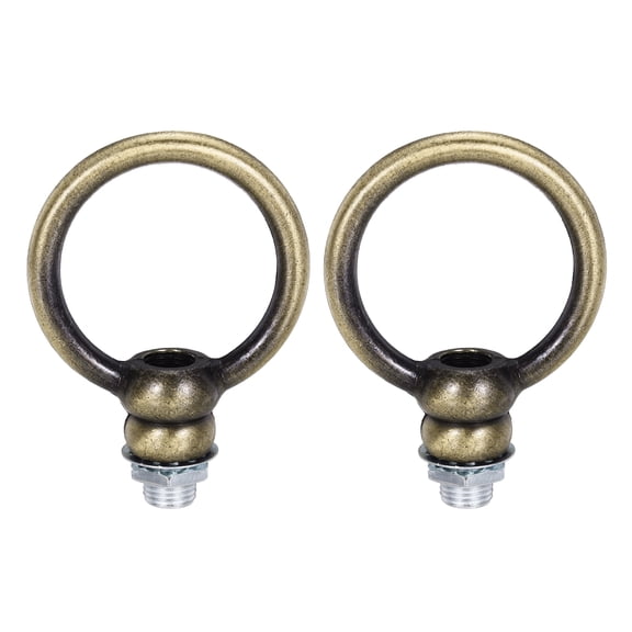 18Lb Load Lamp Female Loop Holder, 2 Set Lifting Eye M10 Fine Thread Nut Hook Ring Shape Structural Support to Chandelier Lighting Fixture (Copper, 2 x 2.3 Inch)
