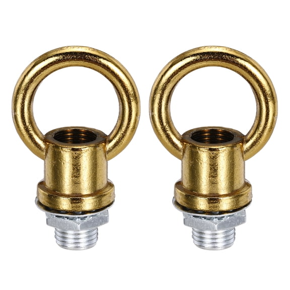 Uxcell 18Lb Load Lamp Female Loop Holder 2 Set M10 Fine Thread Lifting Eye Nut Hook Ring Light Copper 1.1 x 1.4 inch